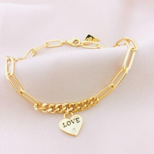 Women's Heart Paperclip Chain Bracelet